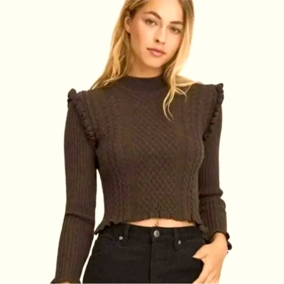 Something Navy Merino Wool Cropped Sara Sweater | Medium - Picture 1 of 11